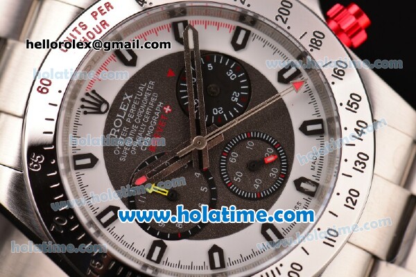 Rolex Daytona Brevet Asia 3836 Automatic Full Steel with White/Gray Dial and Stick Markers - Click Image to Close